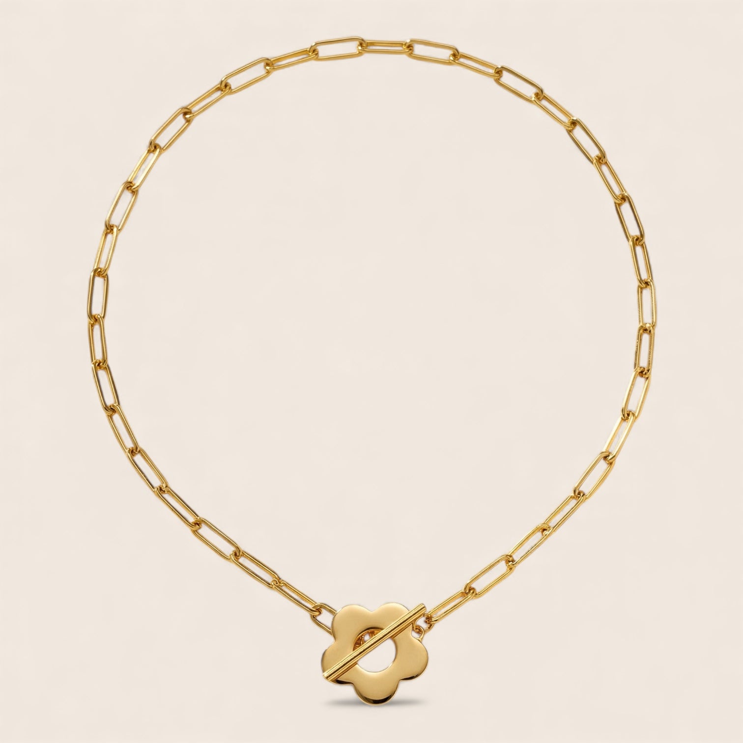 Daisy chain necklace made of 925 silver 18K gold plated