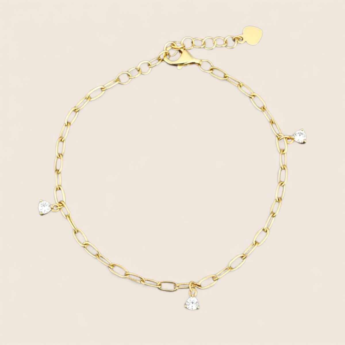 Armkette mit Zirkonia Charms Armband – aus 925er Silber vergoldet