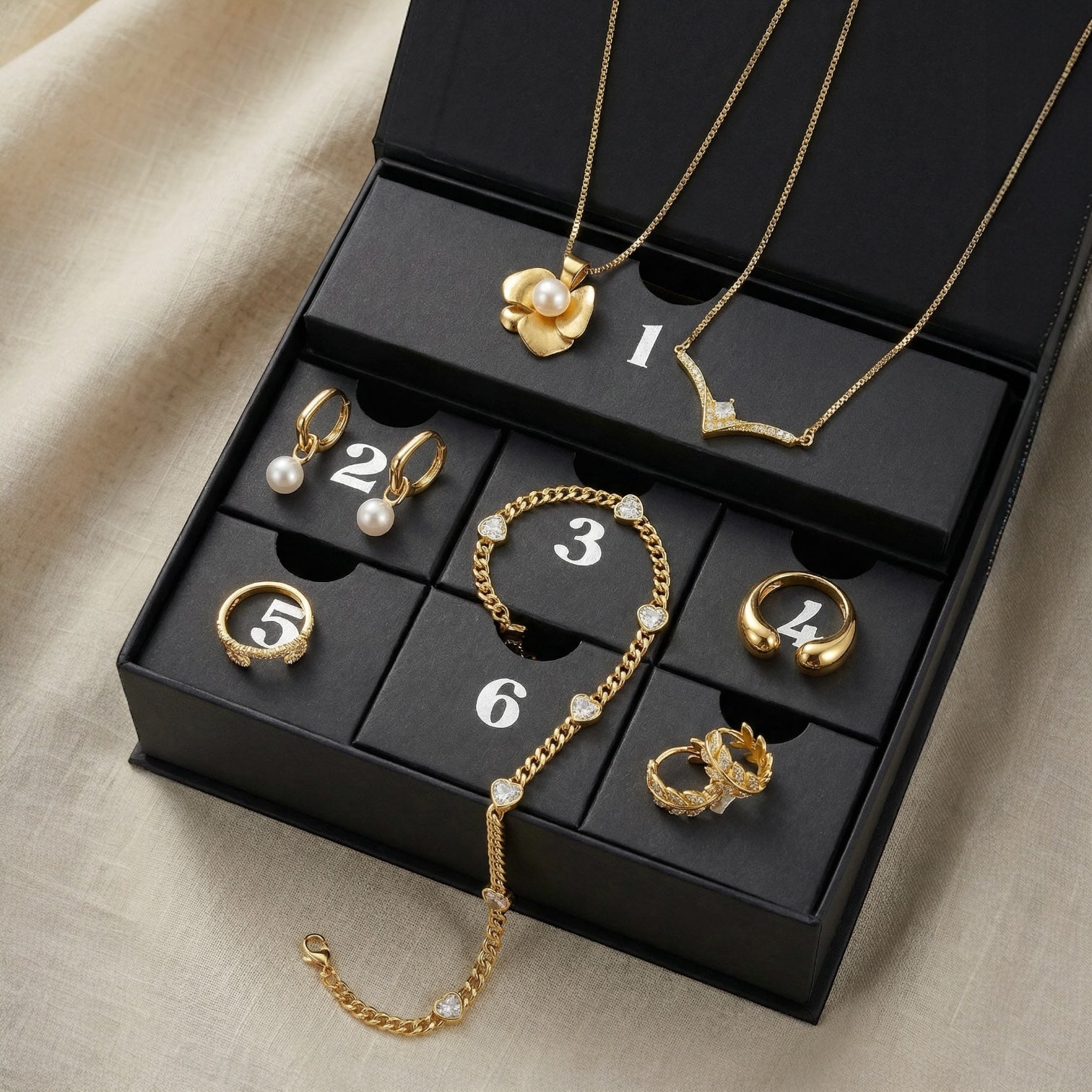 Seven Days of Shine by NINASIA - 7-Day Countdown Set in 925 Sterling Silver or Gold-Plated Silver