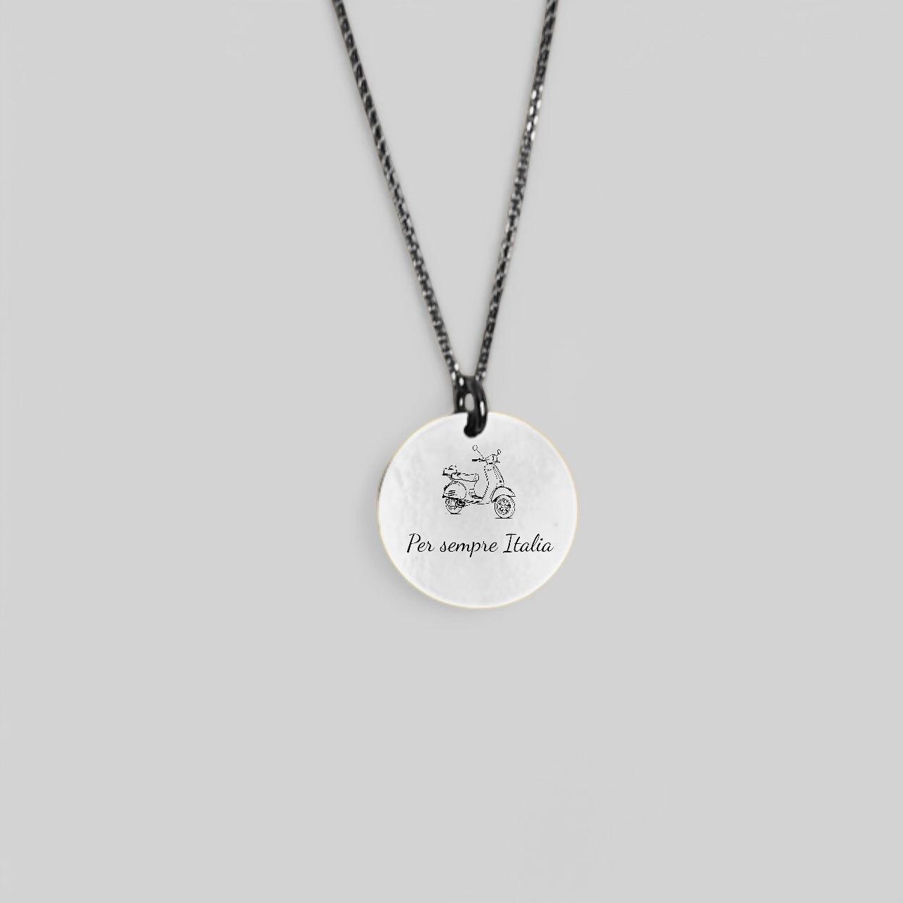 Heimat Schmuck – Vespa Anhänger mit Gravur „Per Sempre Italia“ – Symbol der Verbundenheit mit Italien – Aus 925 Silber & 18K Vergoldet