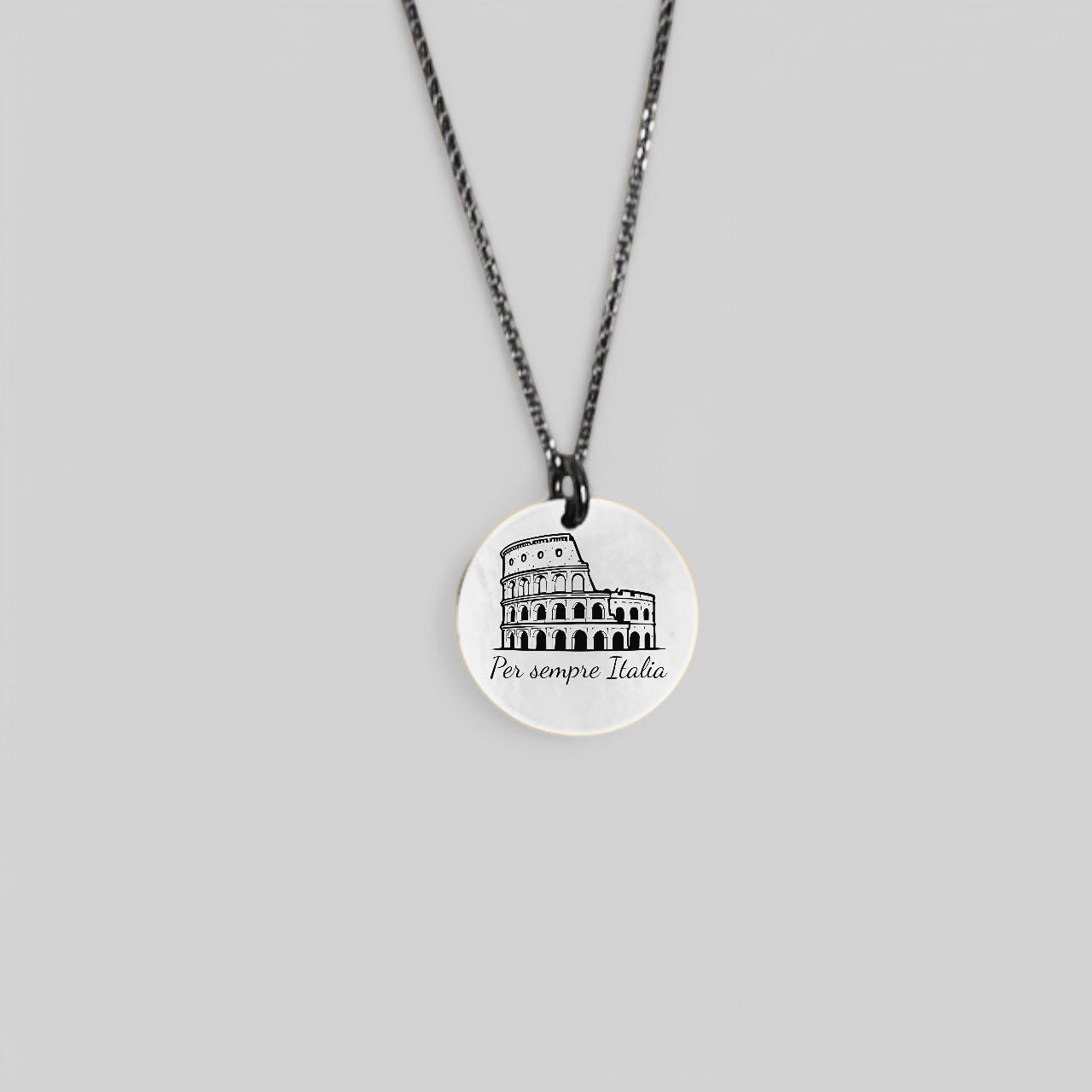 Heimat Schmuck – Kolosseum Anhänger mit Gravur „Per Sempre Italia“ – Zeichen der Verbundenheit mit Italien – 925 Silber & 18K Vergoldet