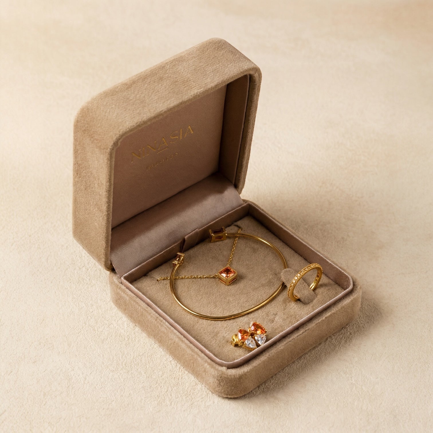 Dark Champagne Set made of 925 silver, 18K gold plated