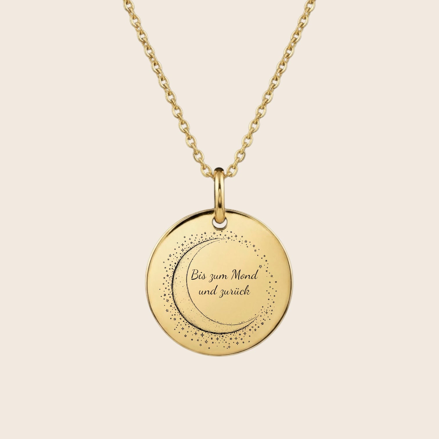 Personalisierte Halskette – Mond Anhänger - I love you to the moon and back - aus 925 Silber oder Silber vergoldet