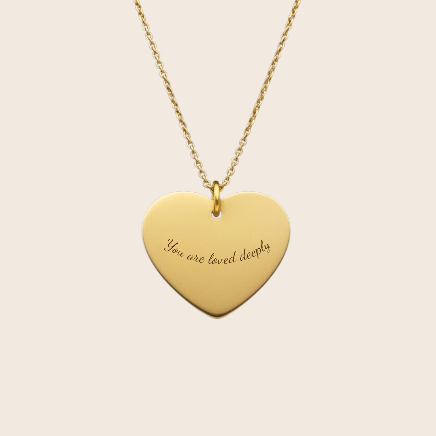Personalisierte „you are loved deeply“ Gravur herzförmige Halskette – 925 Silber 18K vergoldet
