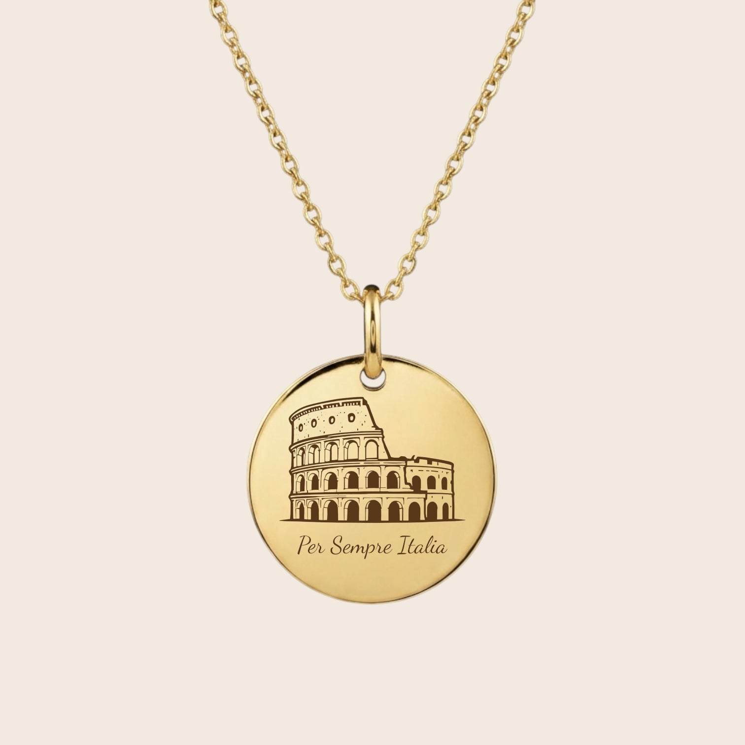 Heimat Schmuck – Kolosseum Anhänger mit Gravur „Per Sempre Italia“ – Z
