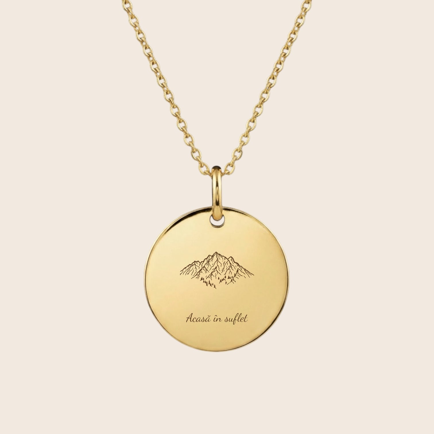 Heimat Schmuck – Karpaten Anhänger mit Gravur „Acasă în suflet“ (Zuhause im Herzen) – Symbol der Verbundenheit mit Rumänien – Aus 925 Silber & 18K Vergoldet - NINASIA