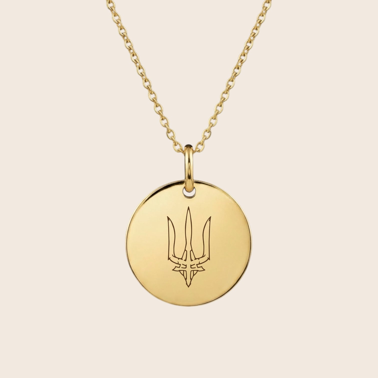 Heimat Schmuck - ukrainische Wappen - der Tryzub (Dreizack) - Halskette aus 925 Silber 18K vergoldet - NINASIA
