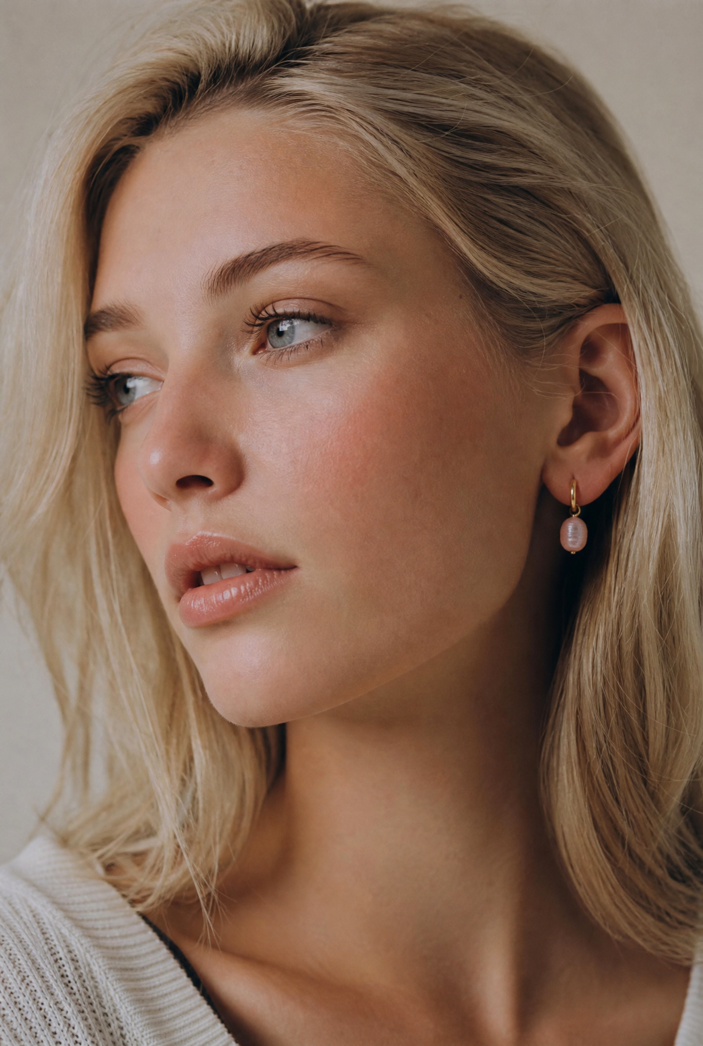 Essential hinged hoop earrings with freshwater cultured pearls made of high-quality IPG-plated stainless steel