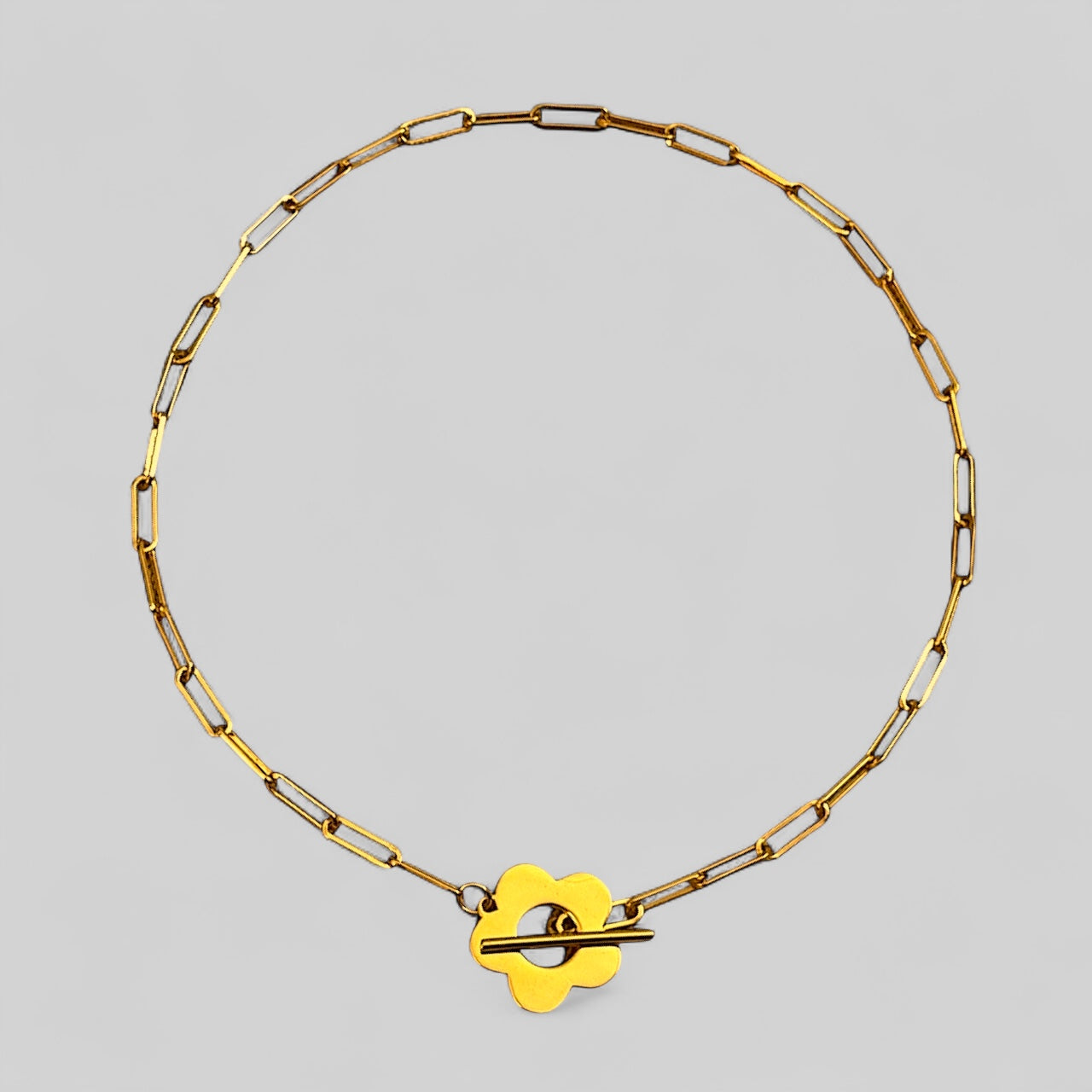 Daisy chain necklace made of 925 silver 18K gold plated
