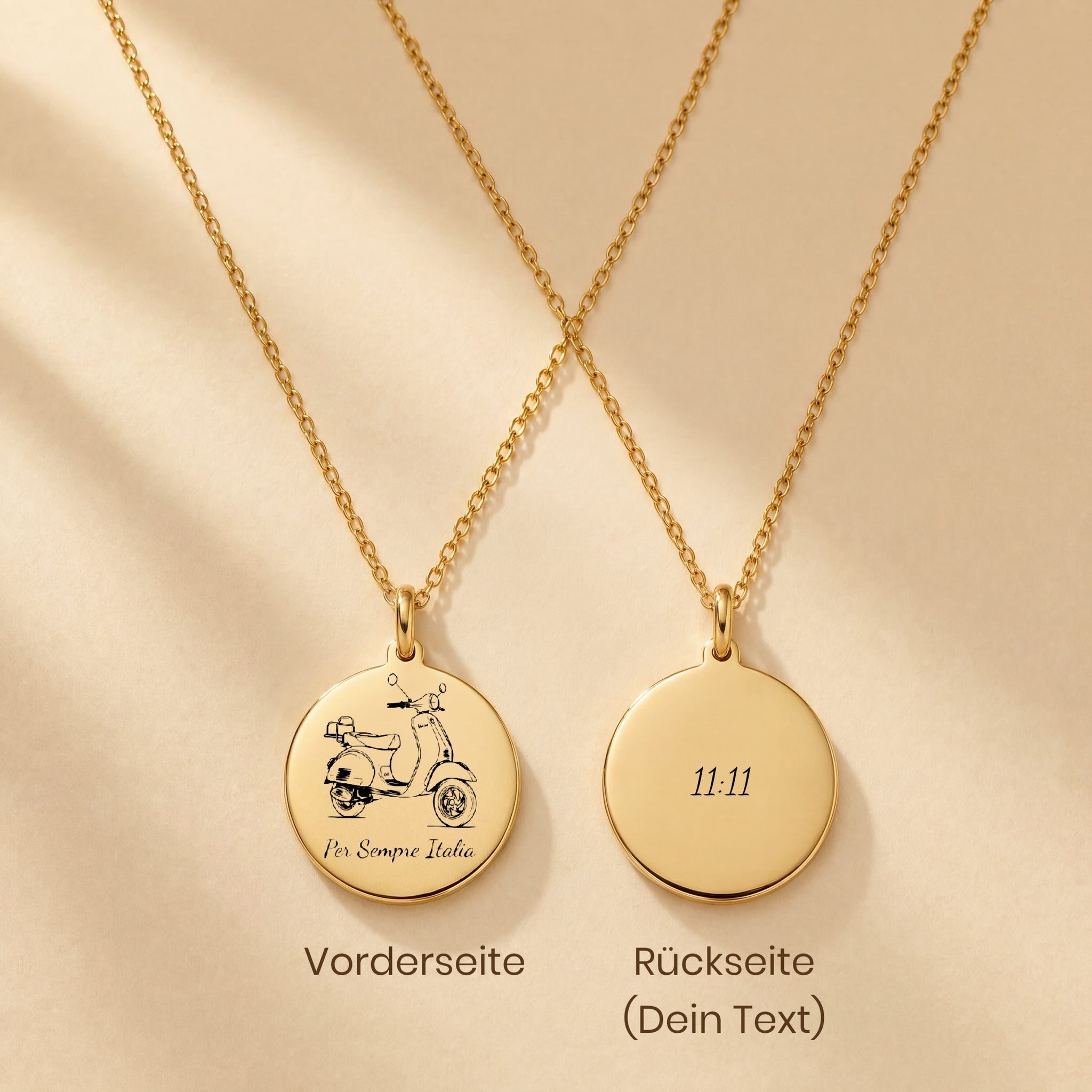 Heimat Schmuck – Vespa Anhänger mit Gravur „Per Sempre Italia“ – Symbo