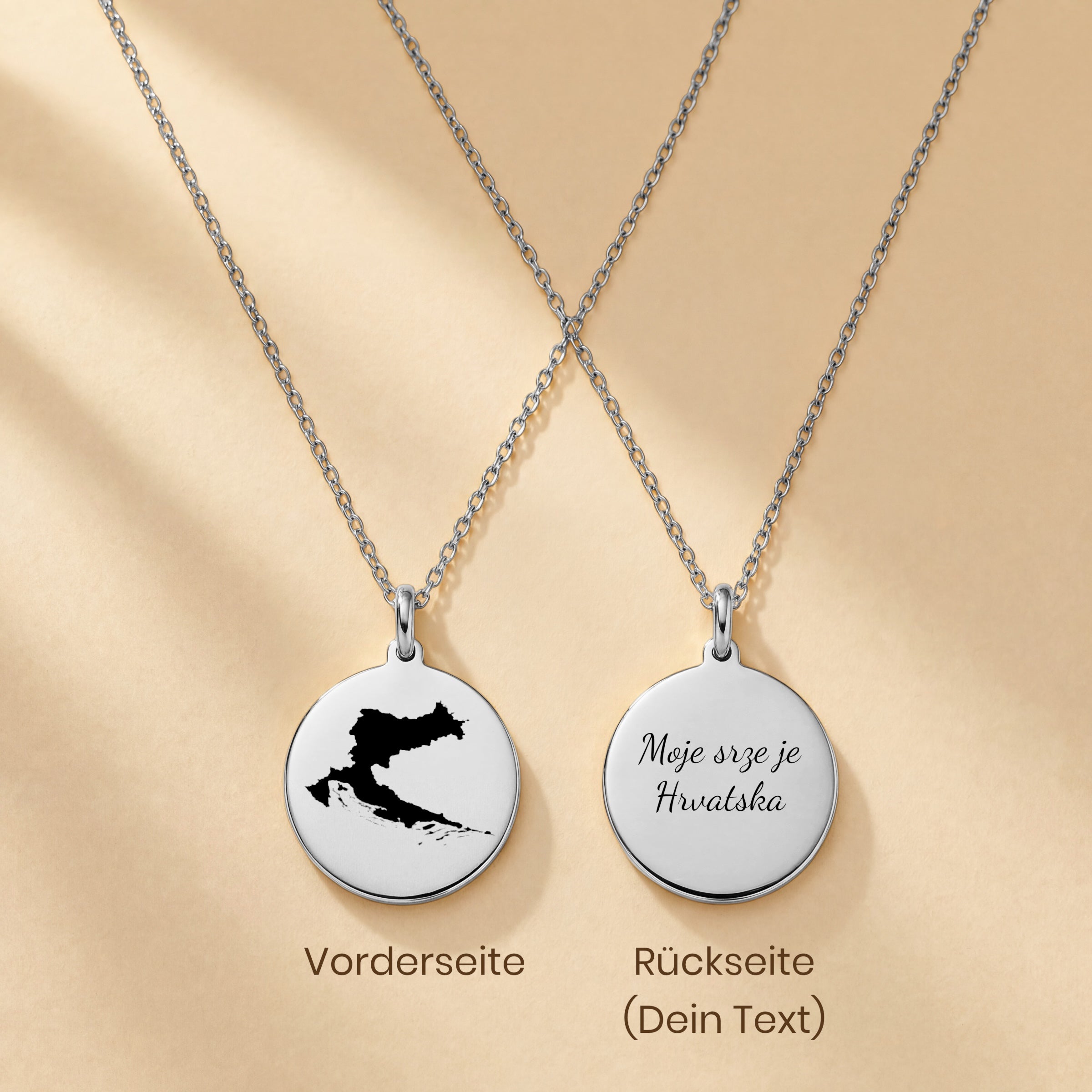 Homeland Jewelry – Croatia Map Pendant with Engraving "Moje srce je Hrvatska" – A Symbol of Connection to Croatia