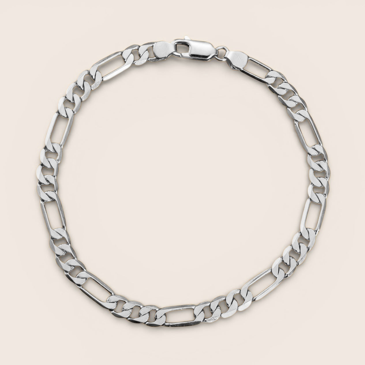 Herren Figaro-Armband mit Diamantschliff – 925 Silber, 18K vergoldet, Unisex