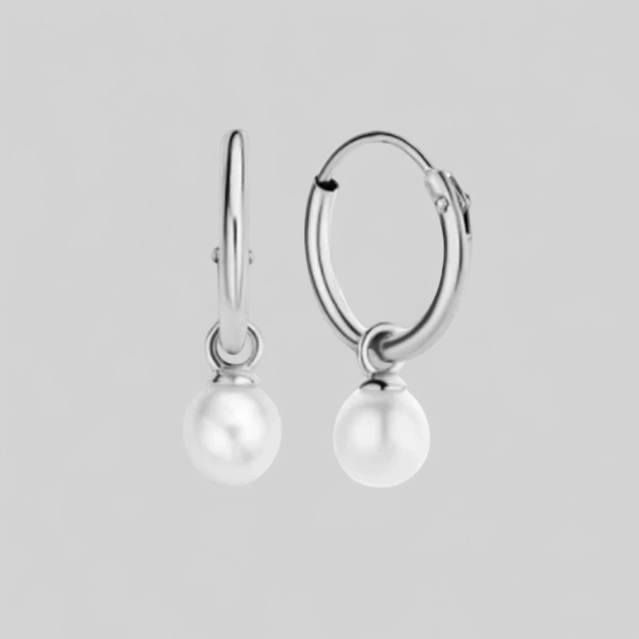Mini Runde Creolen mit Perlen - Ohrringe aus 925er Sterling Silber 18K vergoldet