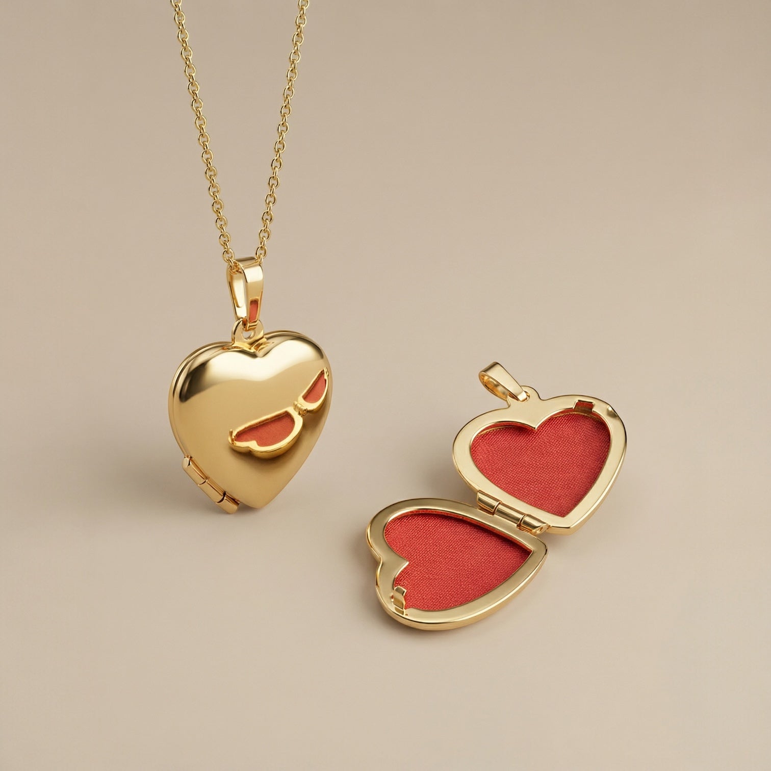 Edles Herz-Medaillon mit Collier aus 925 Sterling Silber 18K vergoldet