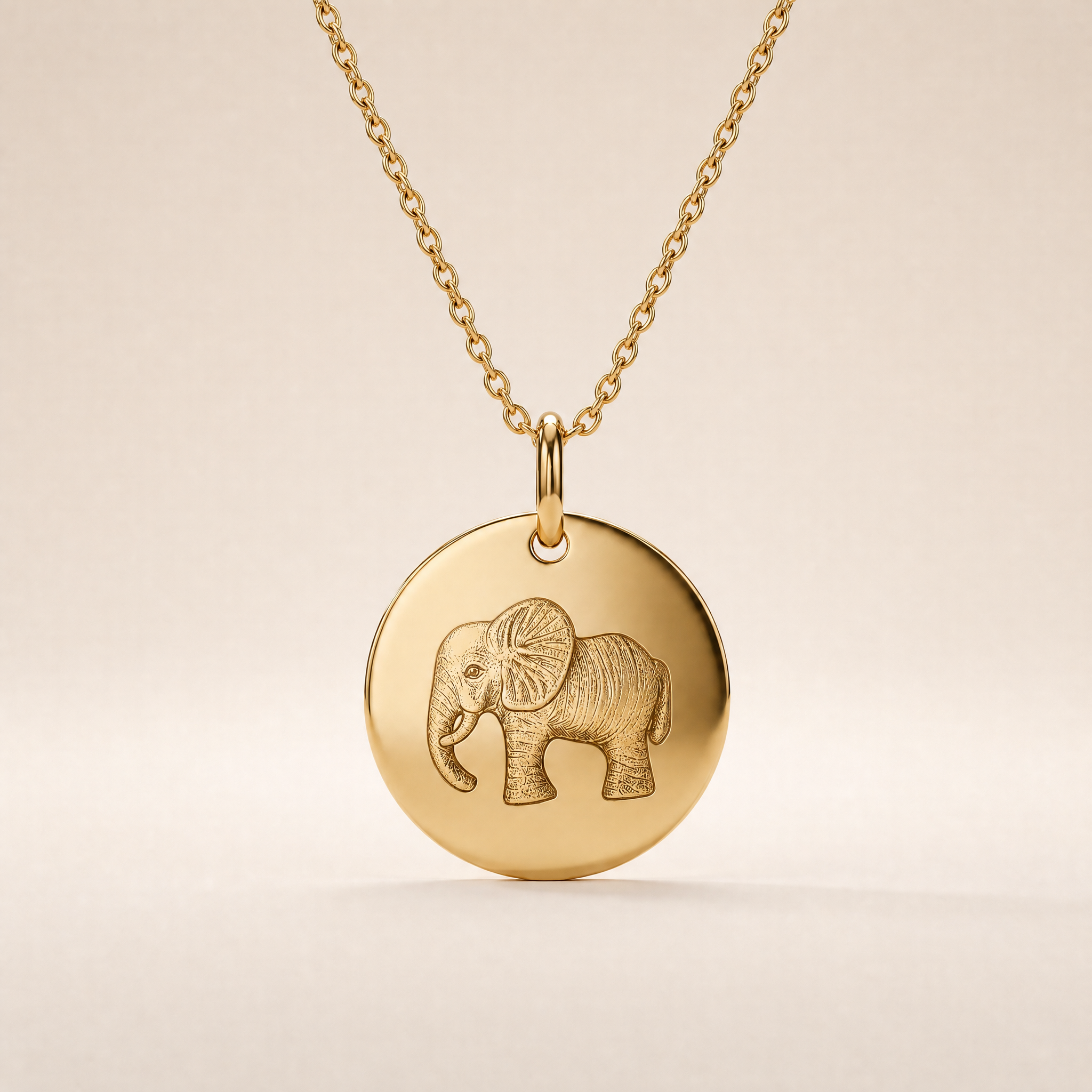 Personalisierte Halskette – Elefanten-Gravur-Kette – „Strength & Wisdom“ aus 925 Silber vergoldet