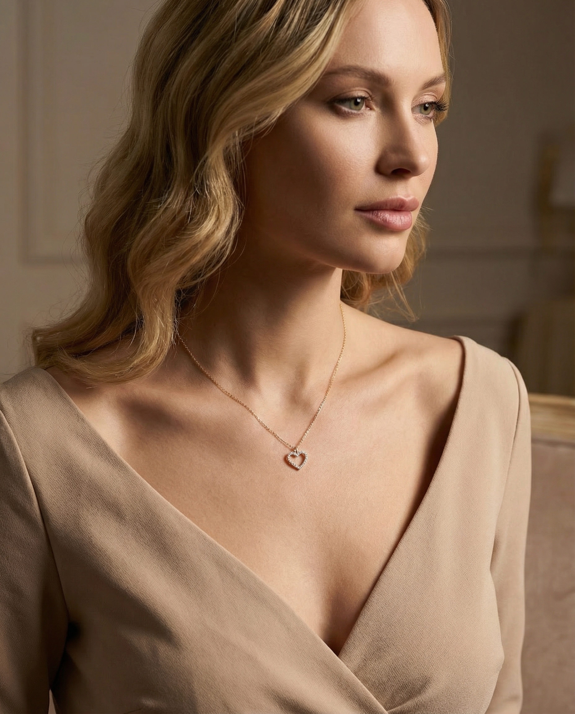 333 Gold Herz Collier - Funkelnde 24 Zirkonia für die Liebe - NINASIA