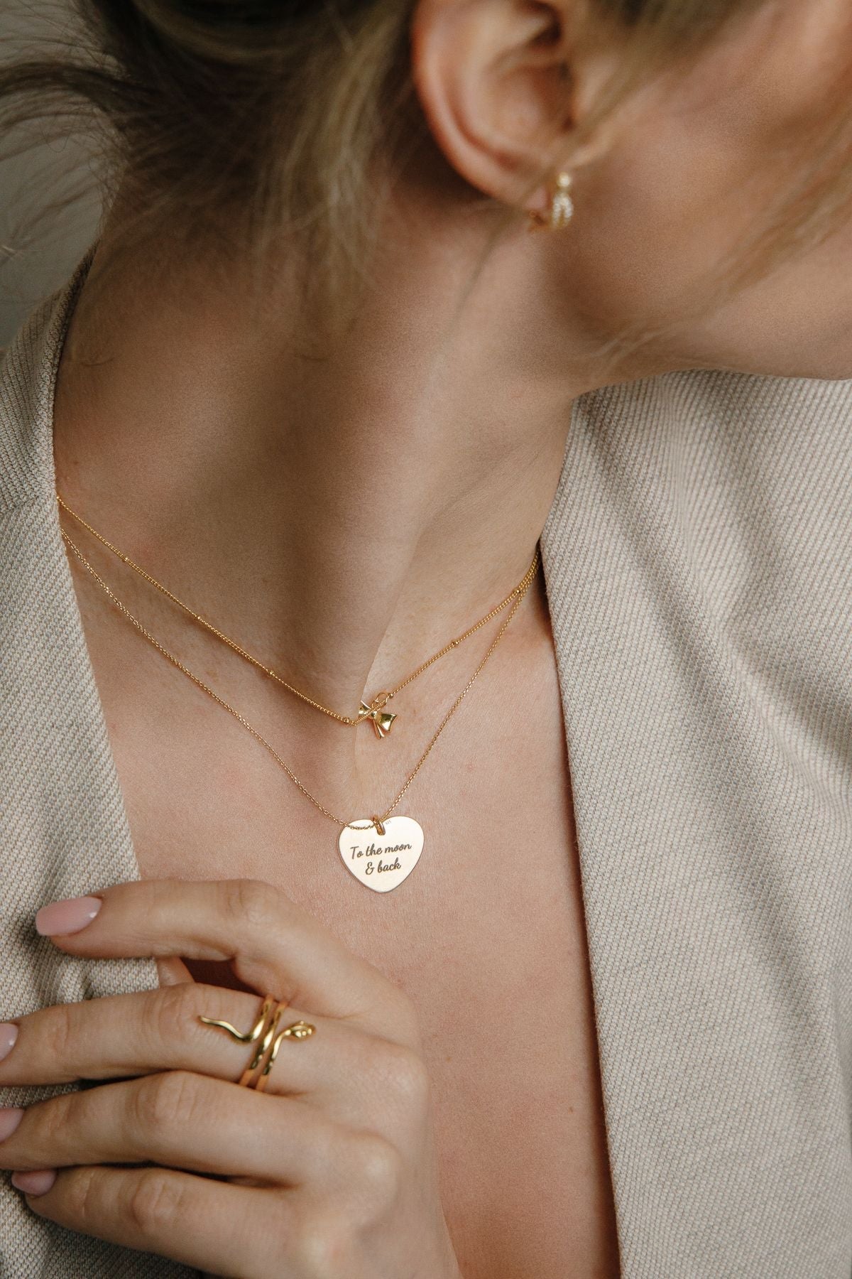 Personalisierte „me & you“ / „Forever started“ mit Datum Gravur herzförmige Halskette – 925 Silber 18K vergoldet