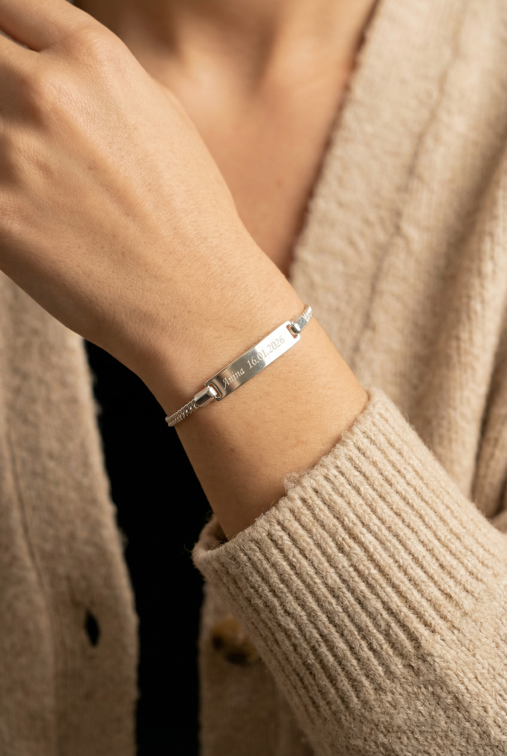 Personalisierbares ID-Armband aus 925 Silber | Unisex | Herren - NINASIA