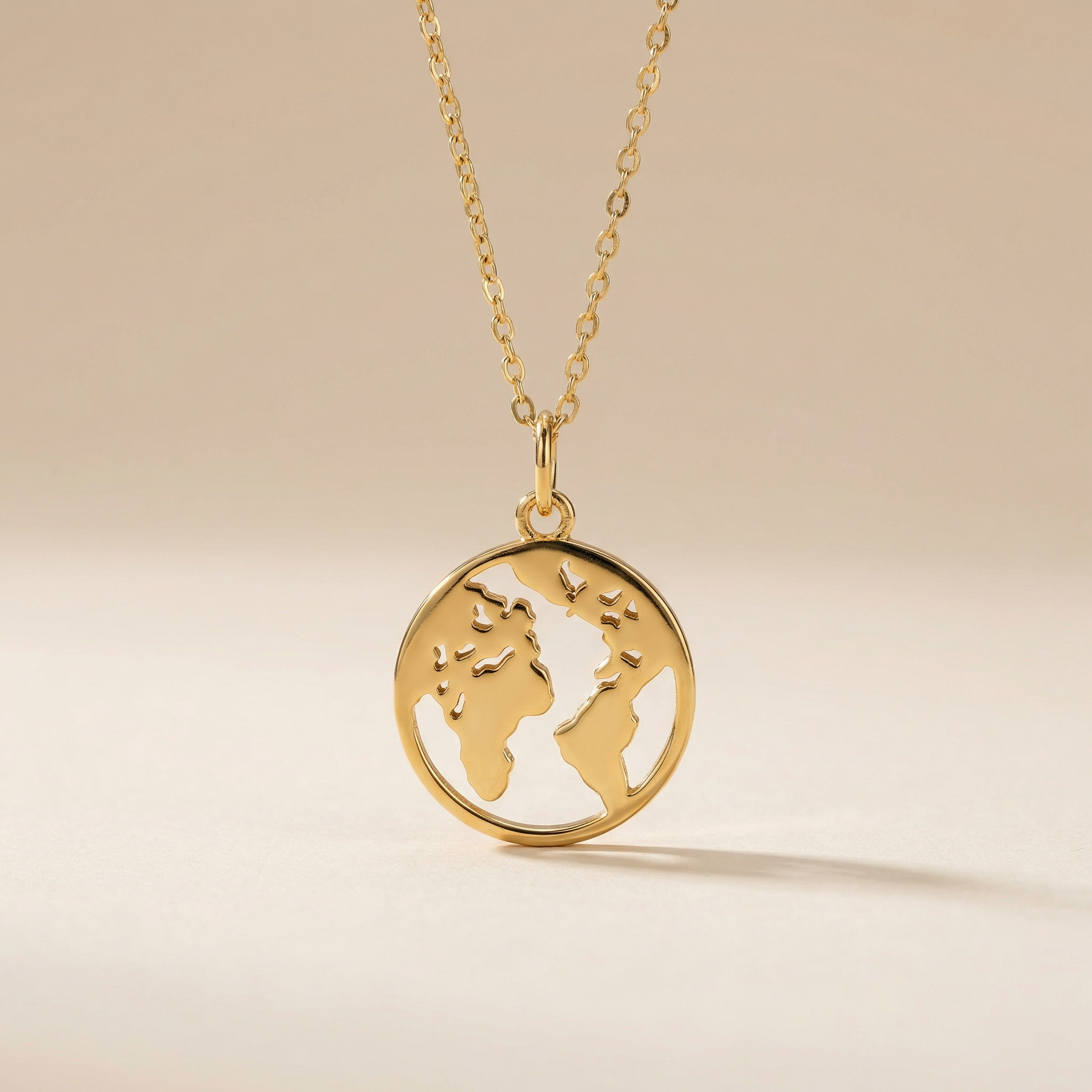 Weltkarte Erde Halskette aus 925 Silber vergoldet - NINASIA