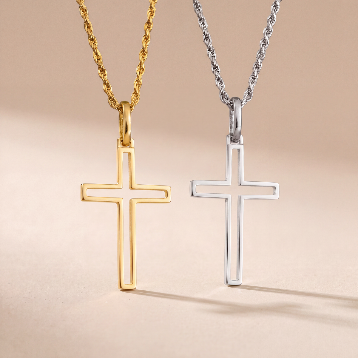 Collier homme, chaîne croix minimaliste élégante avec diamant taillé – argent 925 plaqué or 18 carats, unisexe