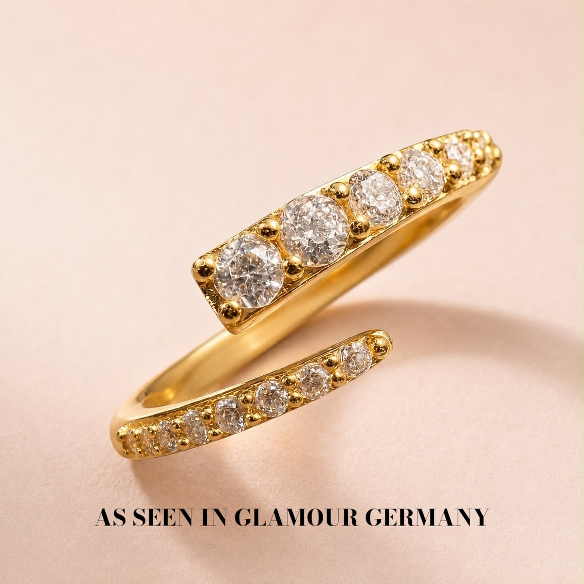 Ring Umarmung mit Diamanten-Inlay Zirkonia aus 925 Silber 18K vergoldet