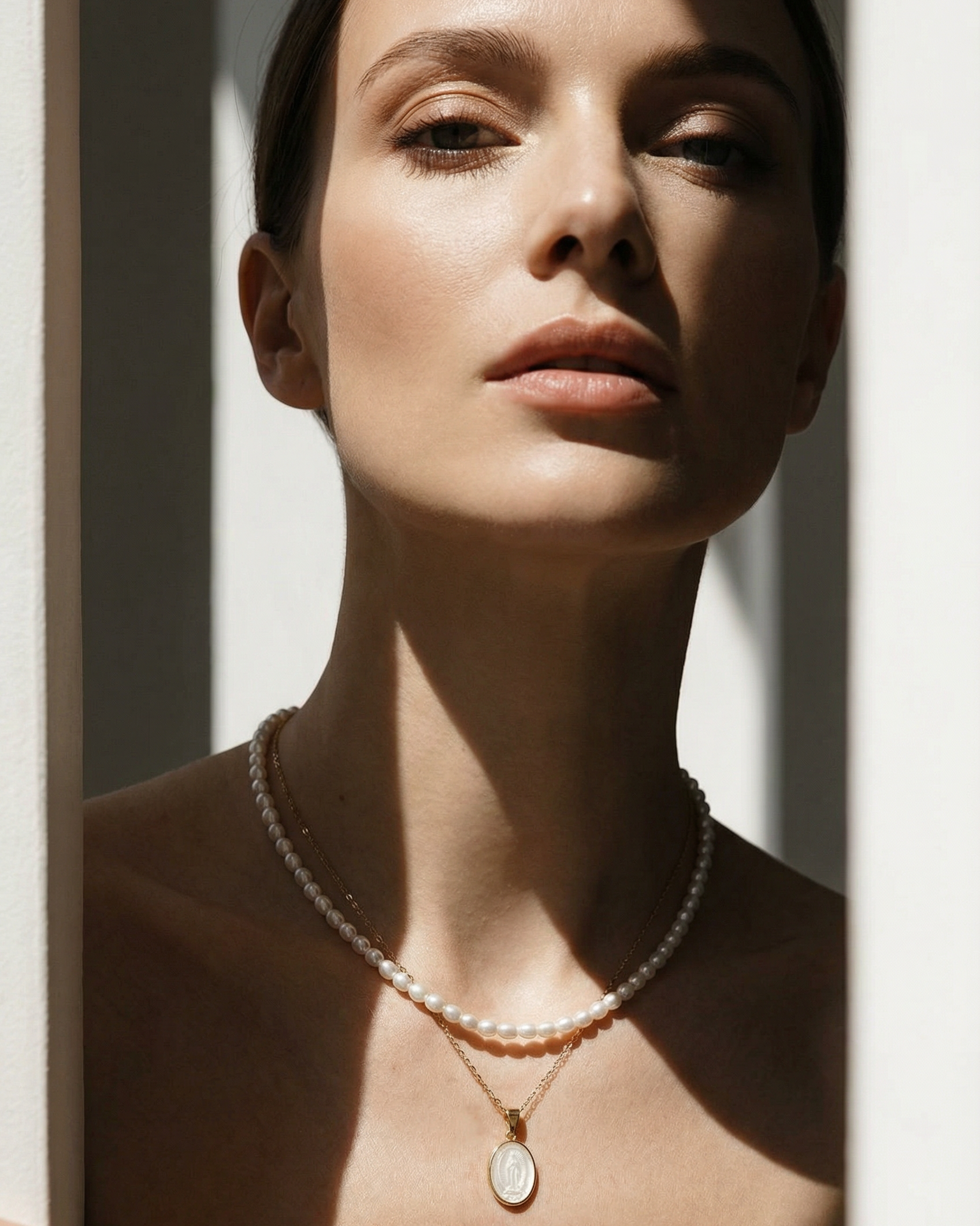 Runde Muschel Charm Maria Halskette aus 925er Silber 18K vergoldet - NINASIA