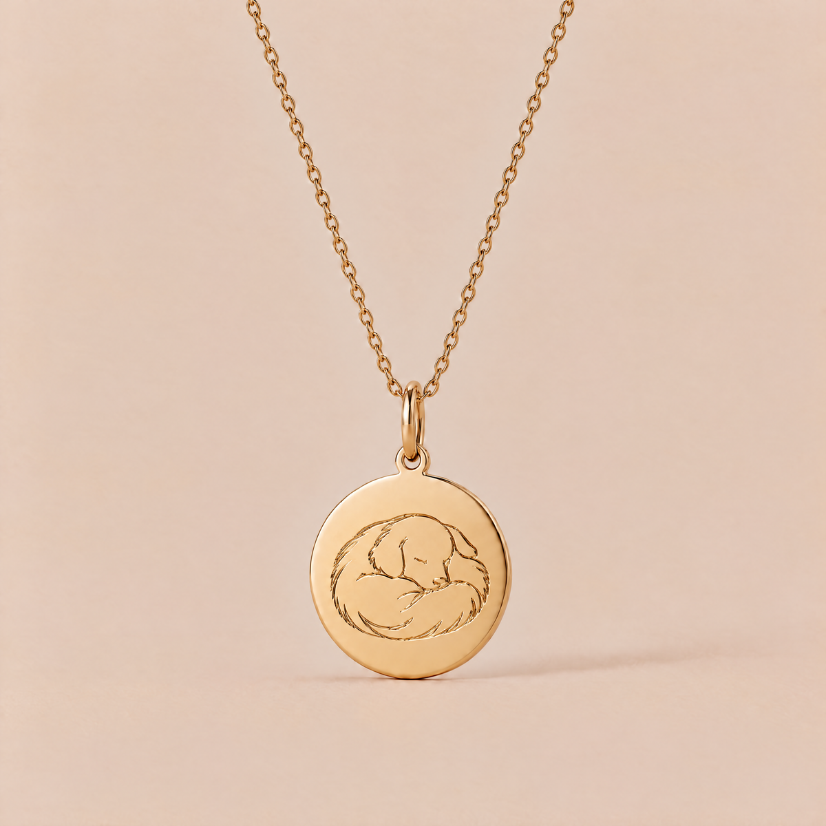 Mein Seelentier – Hund | Symbolische Halskette für Hundeliebhaber | Runder Anhänger mit oder ohne Halskette | Edelstahl mit hochwertiger IPG-Vergoldung