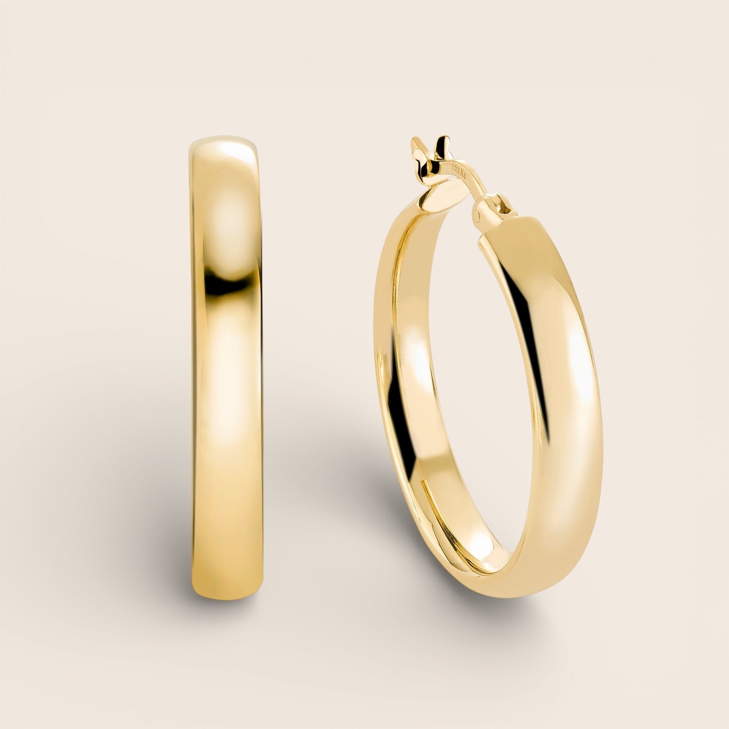 Essential Creolen Ø 25 mm – massiv aus 925 Silber oder vergoldet