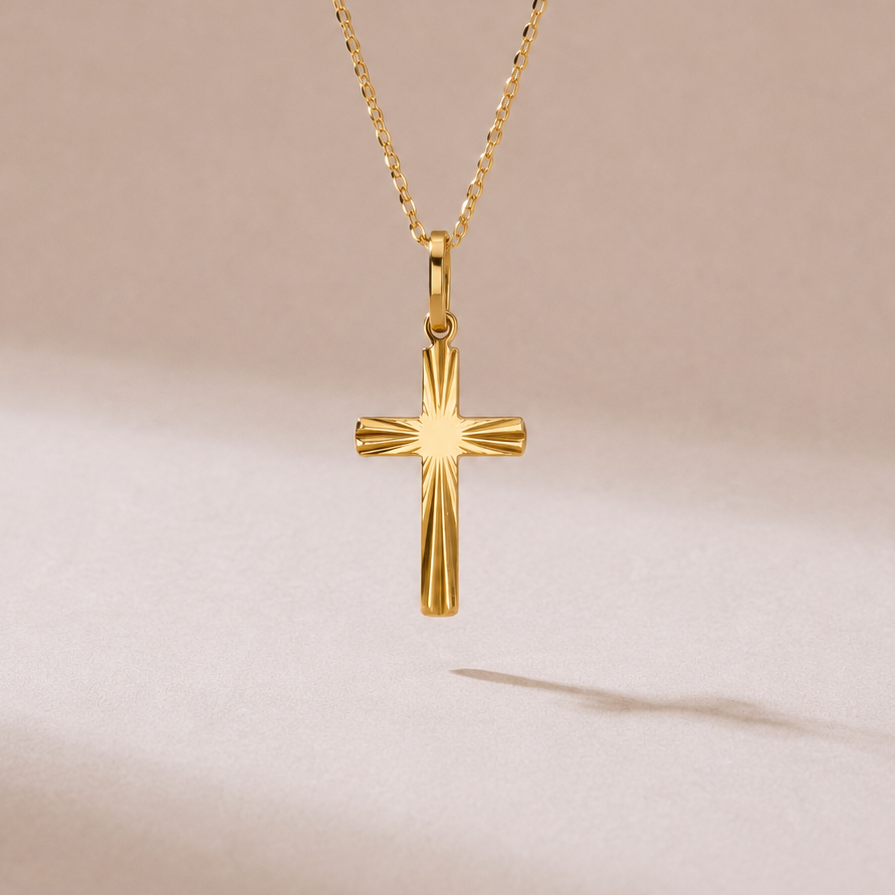 333 Gold – Alia – Filigraner Kreuz Anhänger mit oder ohne Halskette - NINASIA