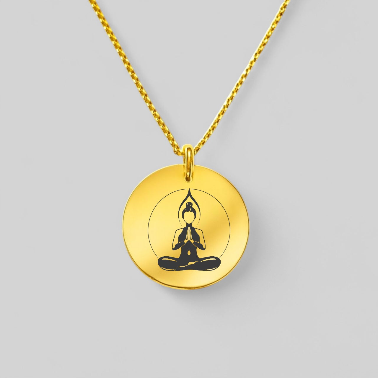 Personalisierte Halskette –  runder Gravur Anhänger - Namaste Yoga Lover - aus 925 Silber oder Silber vergoldet