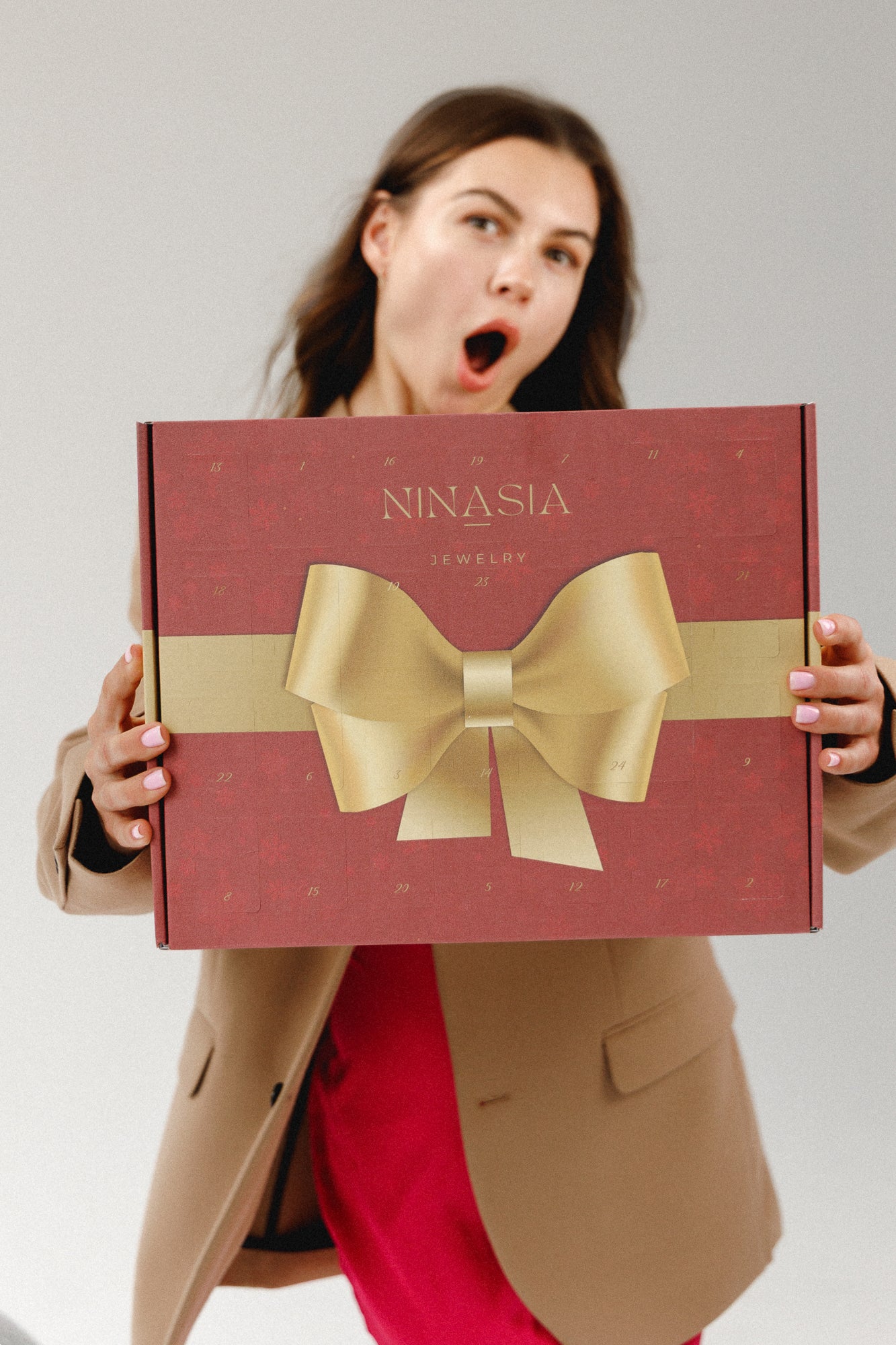 NINASIA Schmuck Adventskalender 2025 | Limited Edition mit 18K vergoldetem Edelstahl, vergoldetem Silber und Schmuck-Etuis