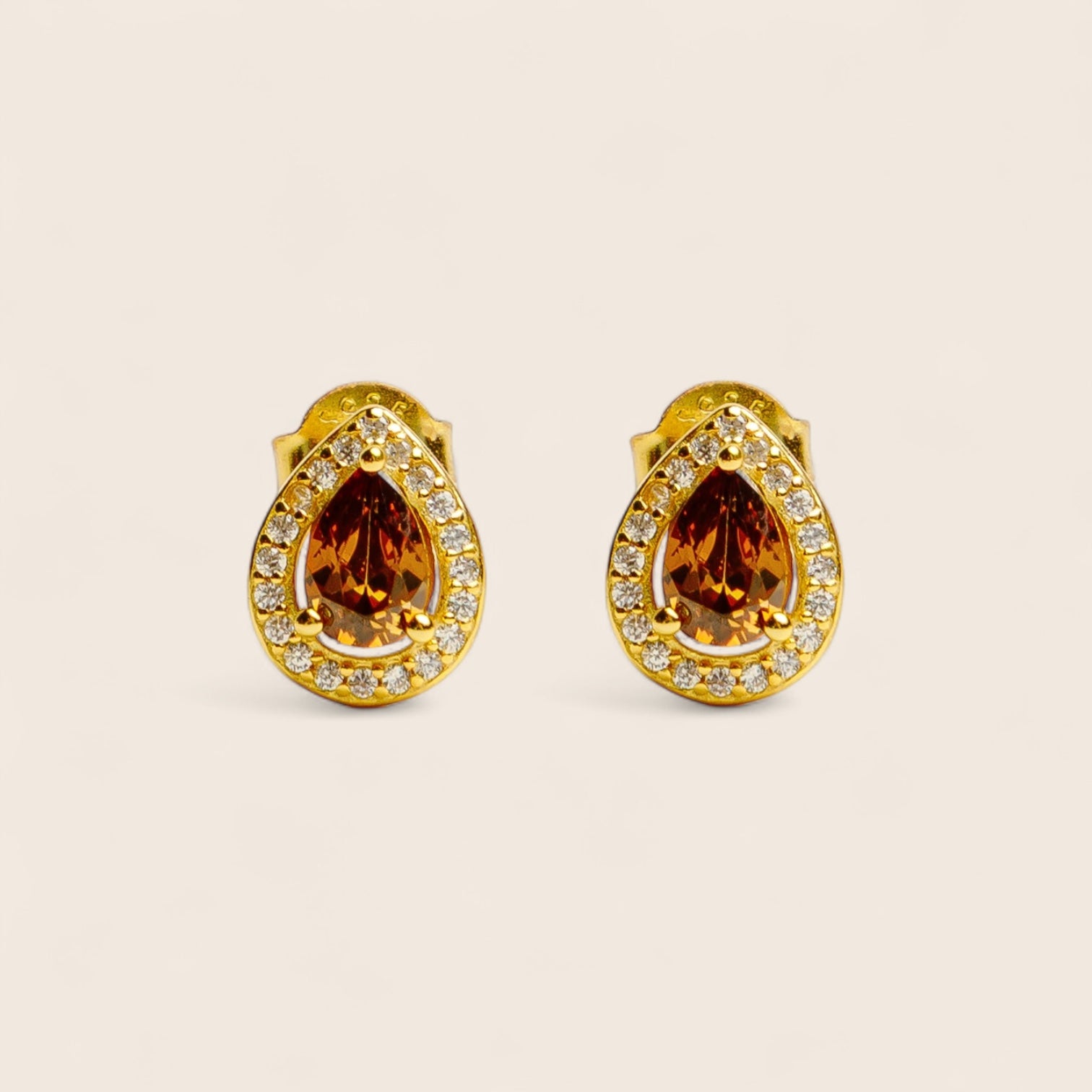 DARK ESPRESSO – Drop earrings with sparkling zirconias, made of 925 silver 18K gold-plated
