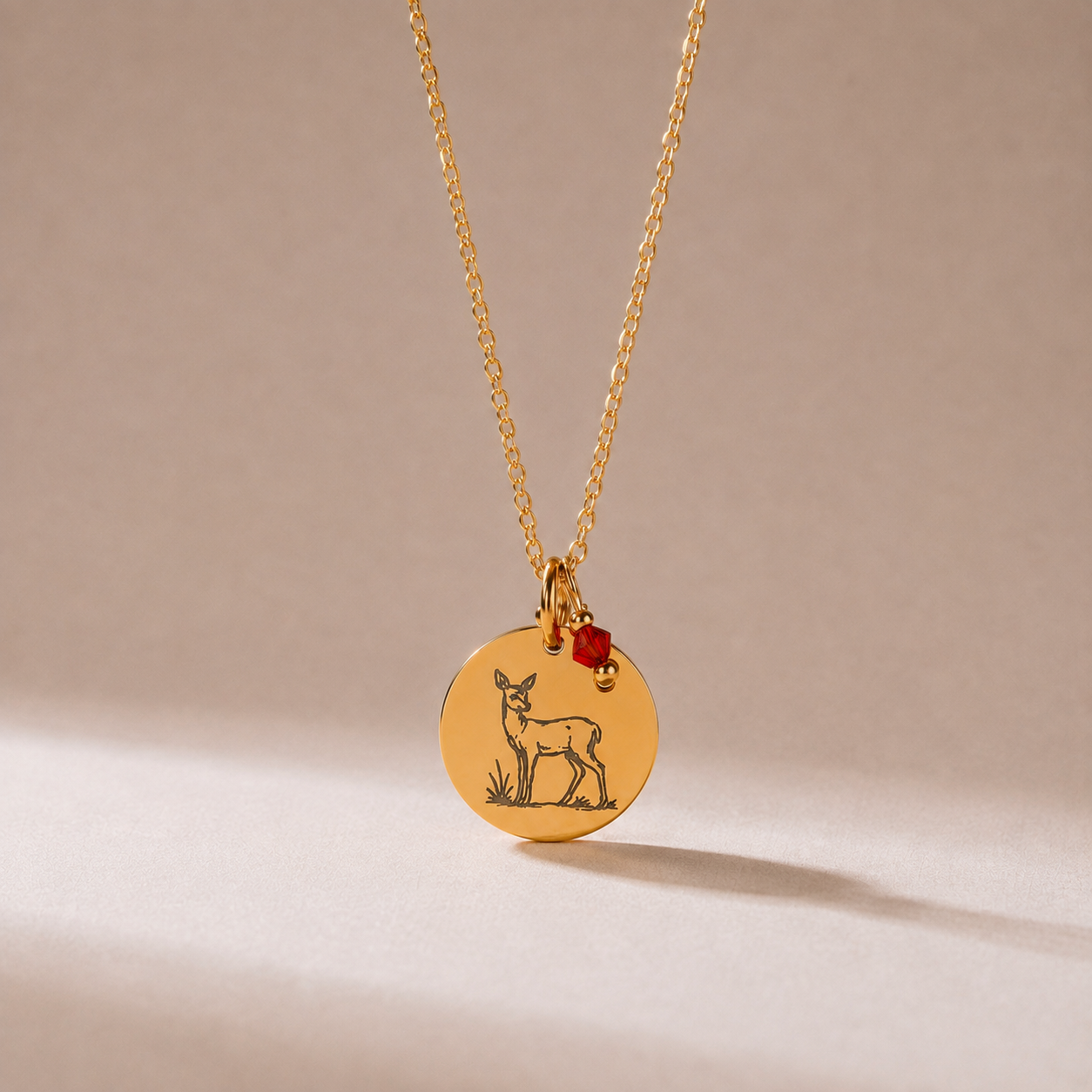Nomi – Collier personnalisé signe du zodiaque animal et pierre de naissance – gravure recto verso en acier inoxydable avec dorure IPG de haute qualité