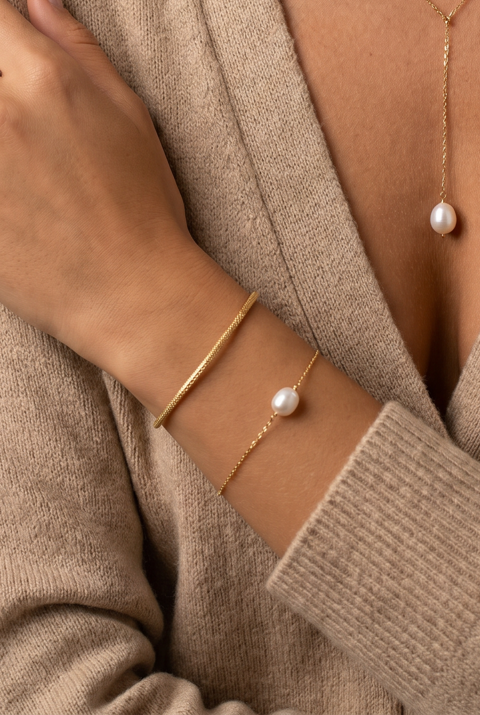 Diamond-Cut Popcorn Armband aus 925 Silber vergoldet - NINASIA