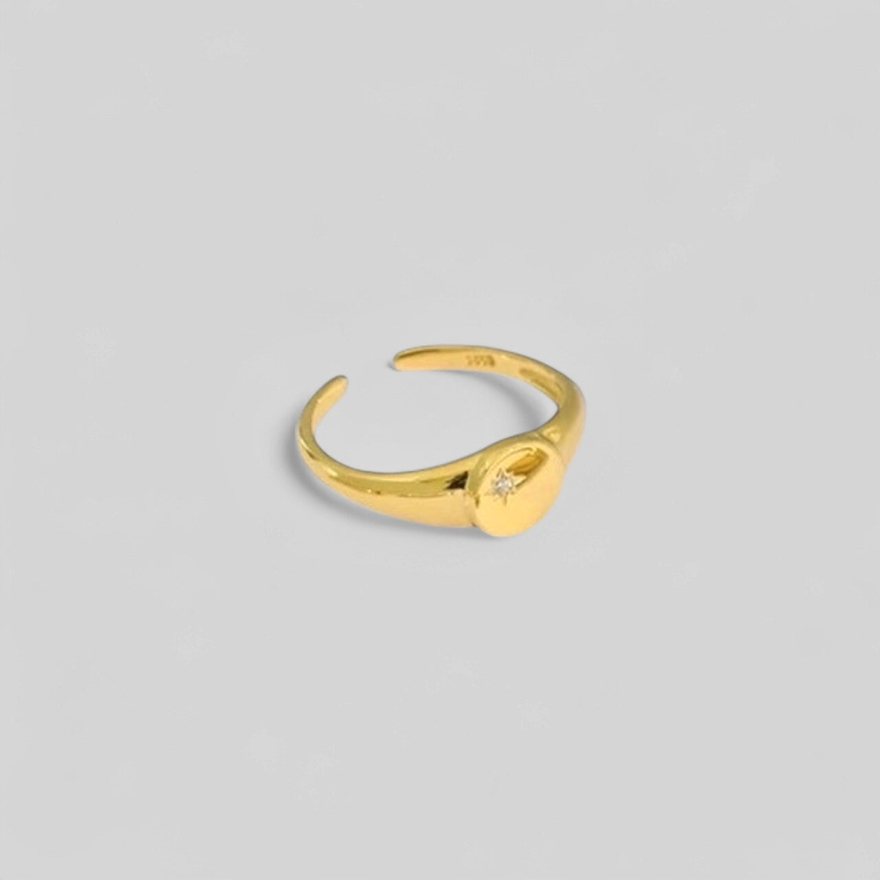 Statement Micro-Inlay Stern-Zirkonia-Ring – aus 925er Silber vergoldet