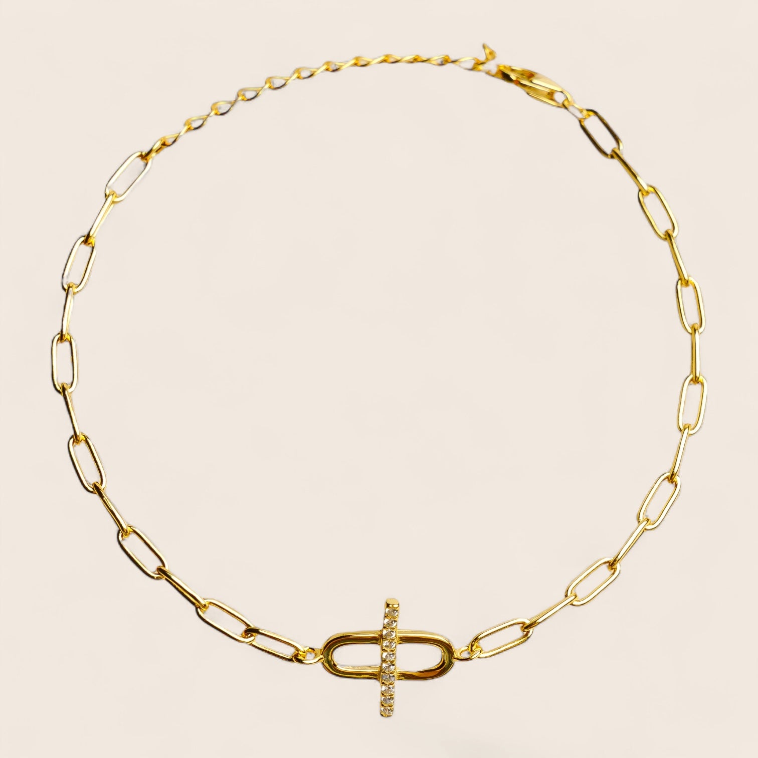 ENDLESS DREAMS – Paperclip bracelet with sparkling zirconias, made of 925 silver 18K gold-plated