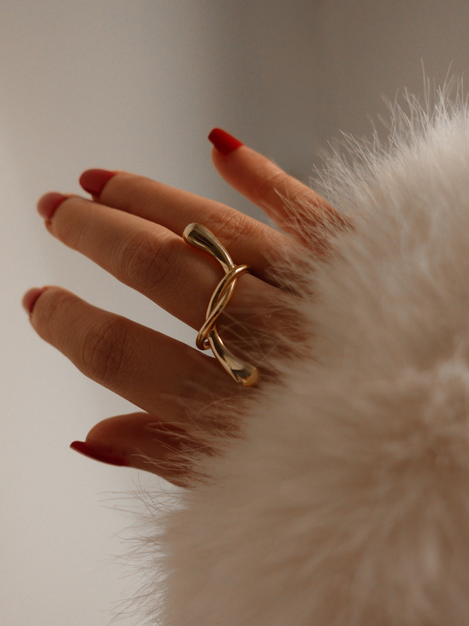 Eternal Drop – Statement Ring grössenverstellbar aus 925 Silber 18K vergoldet - NINASIA