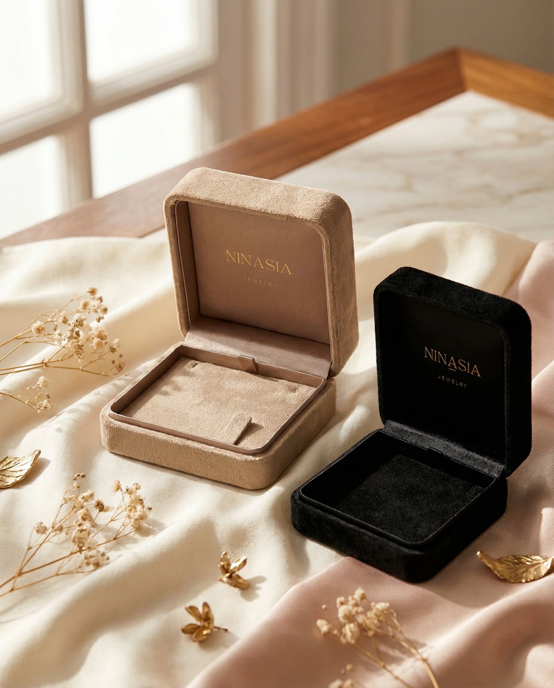 NINASIA Schmuckbox aus Velours – edle Geschenk- und Aufbewahrungsbox