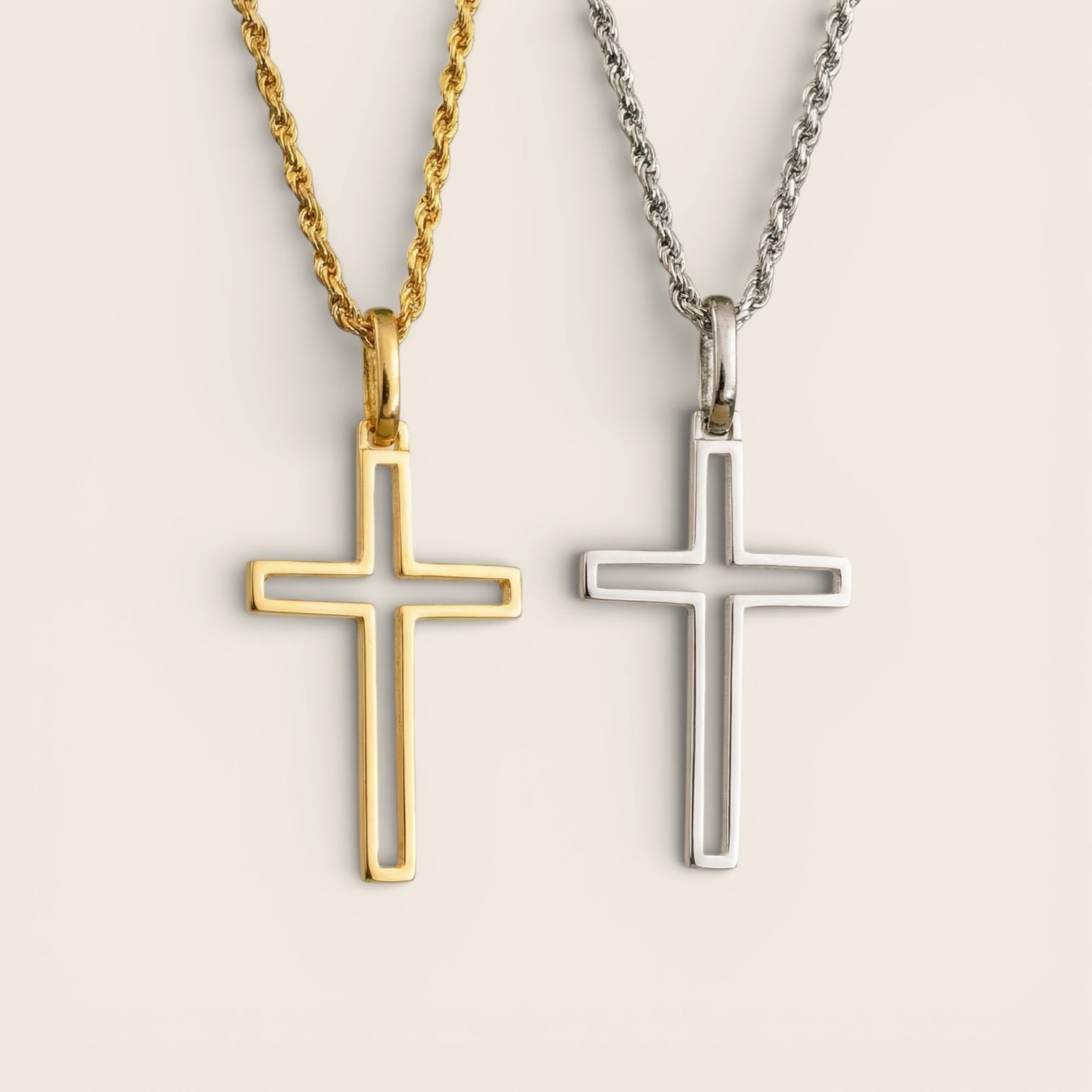 Herren Halskette edle Minimalistische Kreuzkette mit Diamantschliff – 925 Silber 18K vergoldet, Unisex