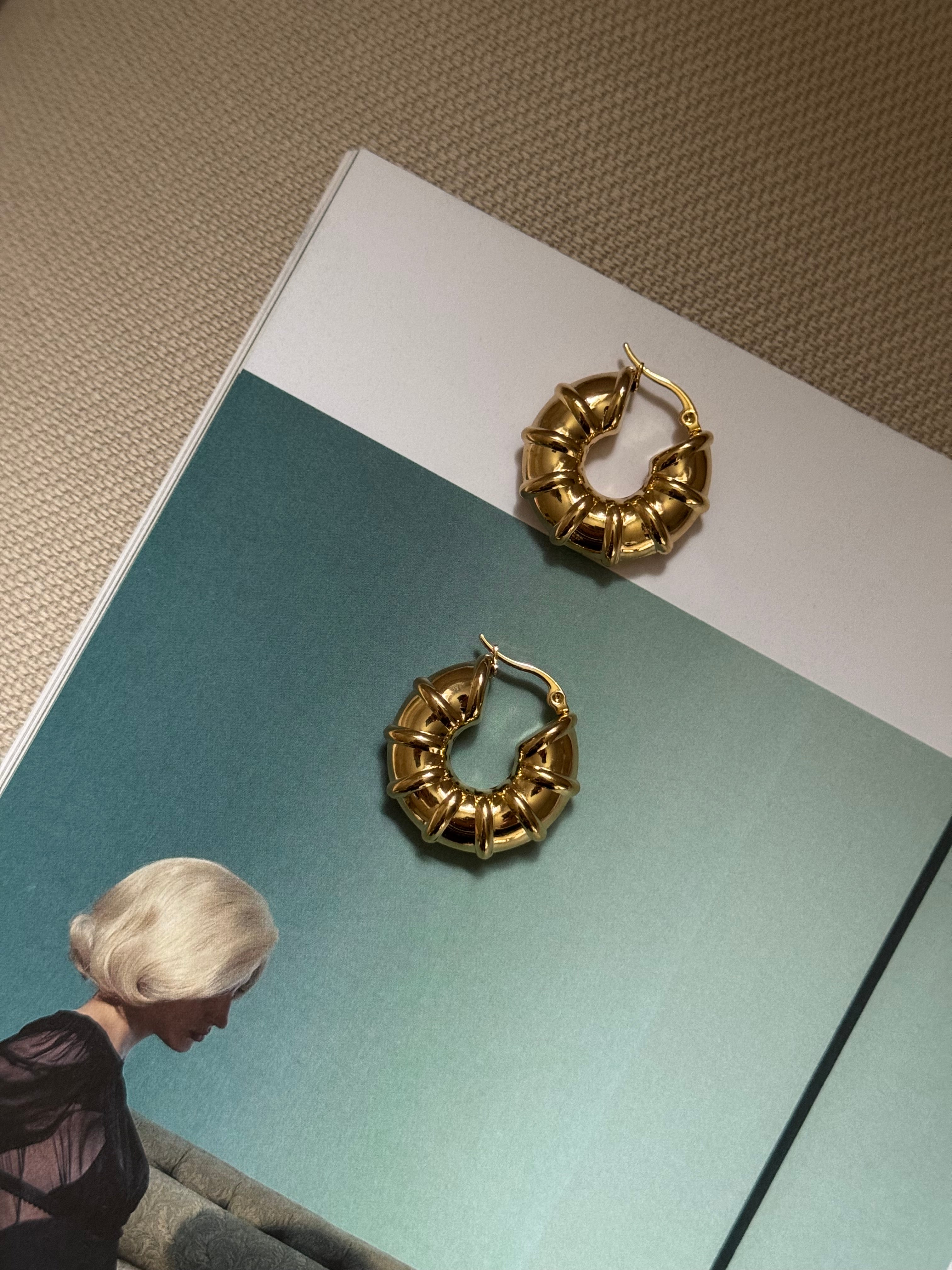 Exquisite große Barock-Creolen – 18K vergoldet aus Edelstahl