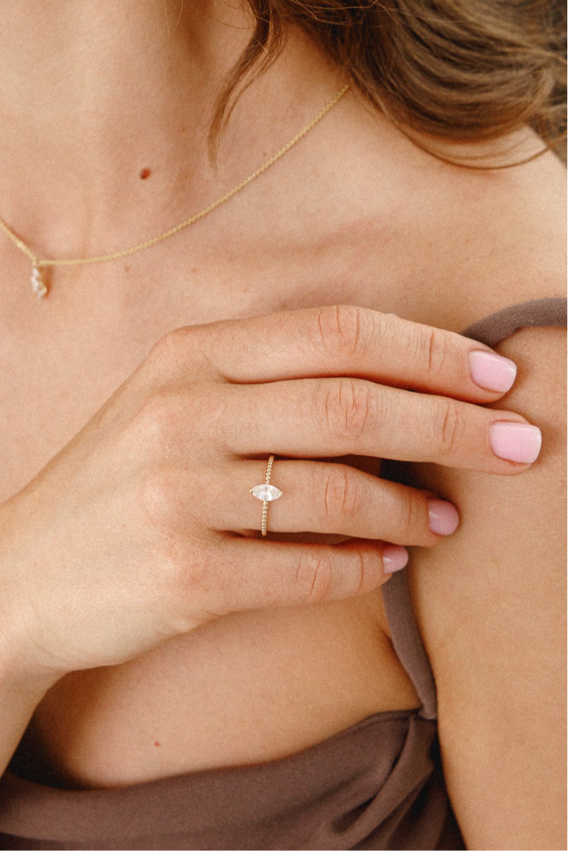 585 Gold Ring mit Zirkonia - Marquise Design Damenring