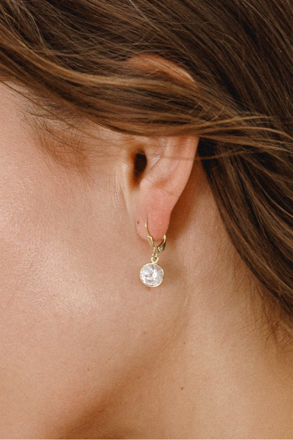 333 Gold Ohrhänger mit Zirkonia Ø 8mm - runde Ohrringe