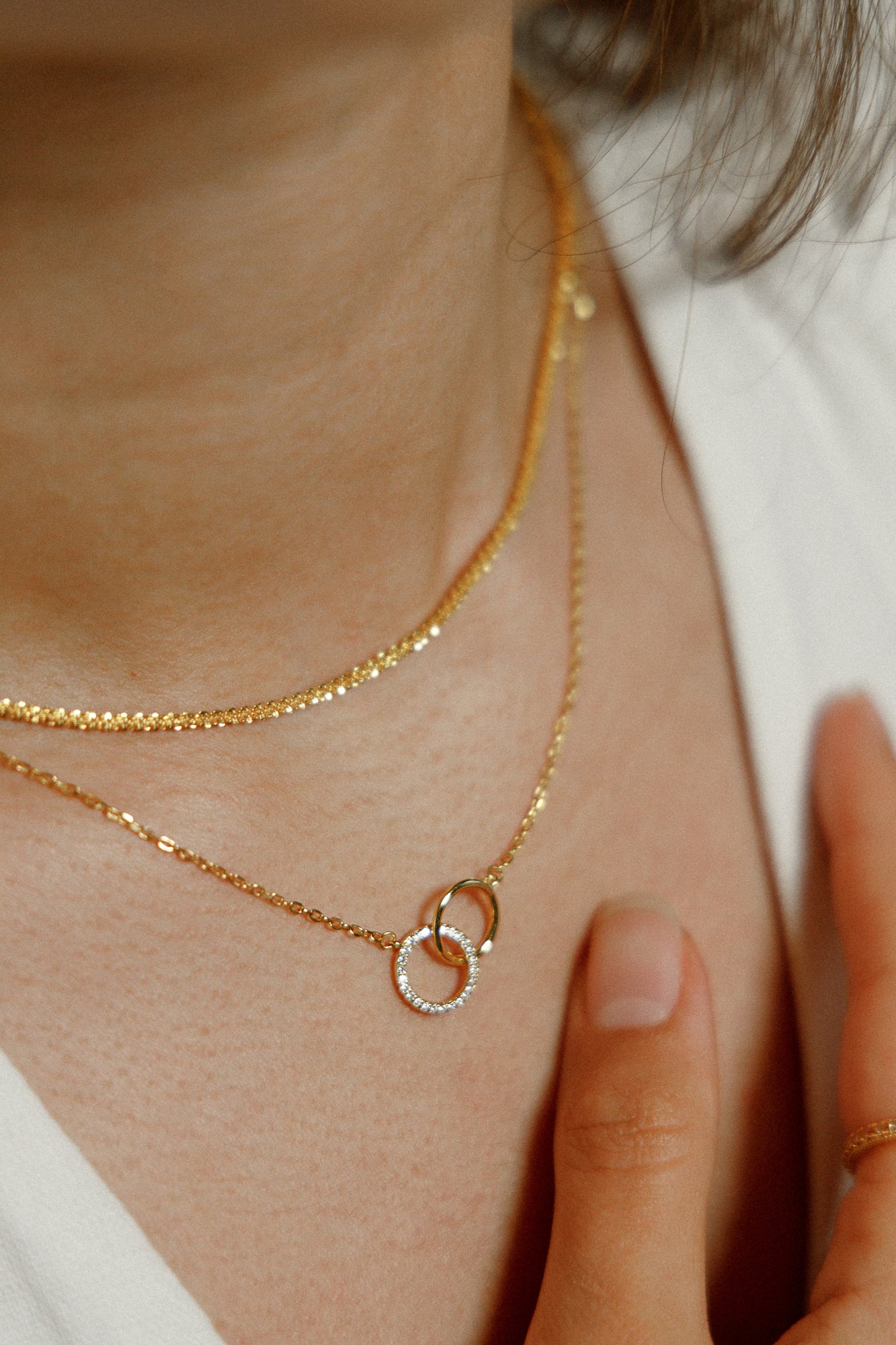 BASE LAYER PERFECTION – sparkling base necklace, made of 925 silver 18K gold-plated