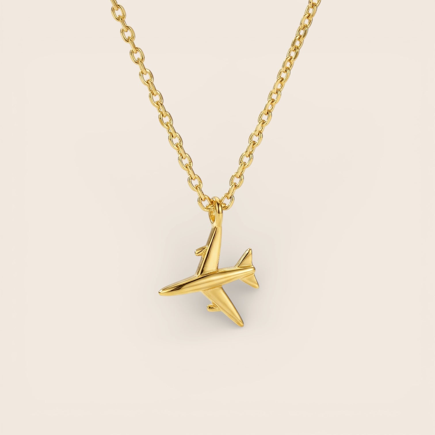 „Volare“ Minimalistische Flugzeug Halskette aus 925 Silber 18K vergoldet