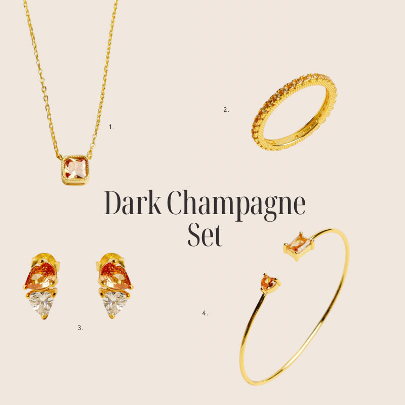 Dark Champagne Set made of 925 silver, 18K gold plated