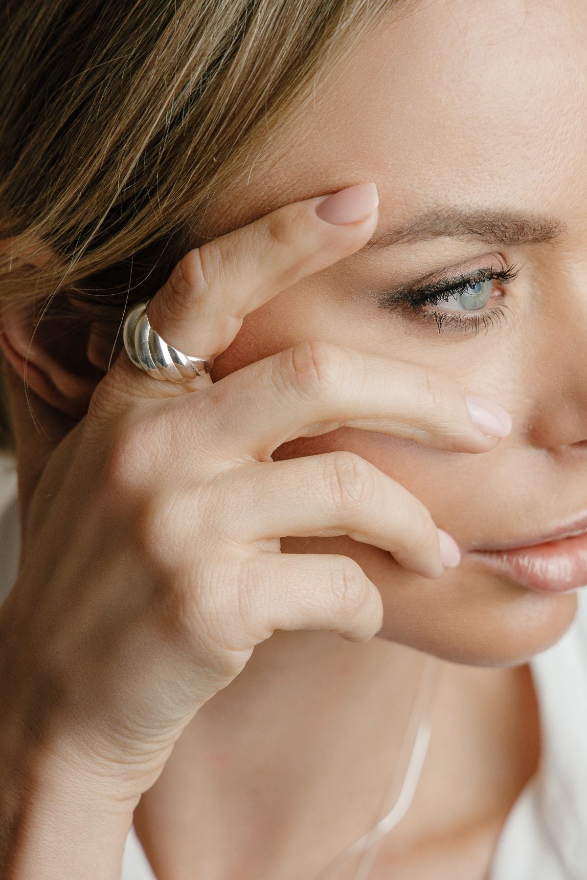 Chunky Croissant verdrehter  Statement Ring 925 Silber