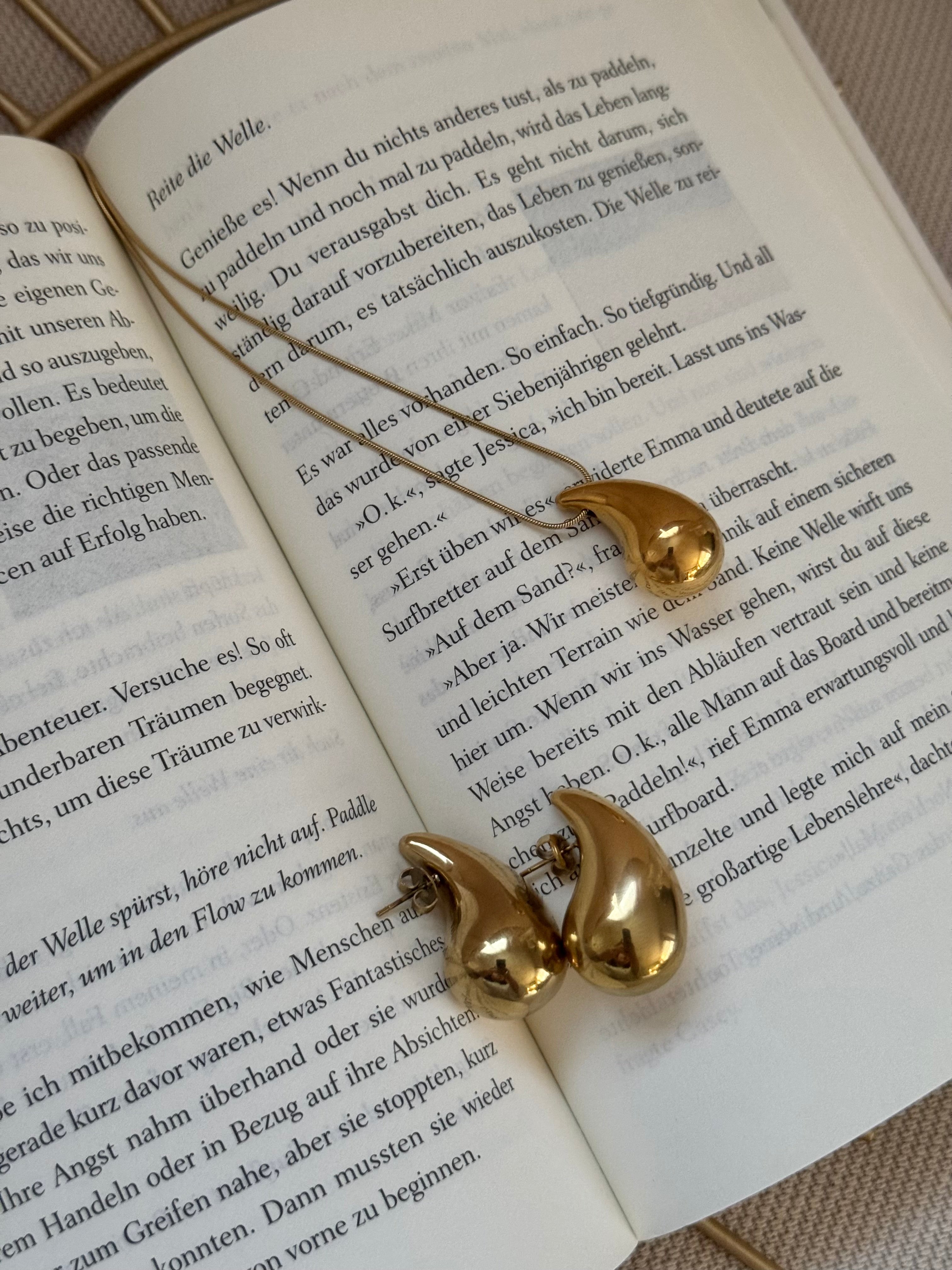 Große Tropfenkette aus Edelstahl in Gold oder Silber