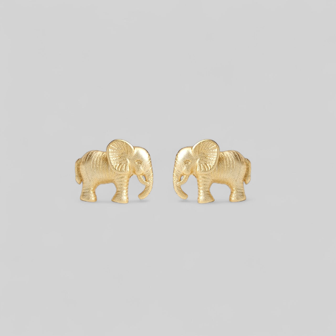 Elefanten Ohrstecker – Symbol für Stärke und Glück – Matte Ohrringe 925 Silber 14K vergoldet