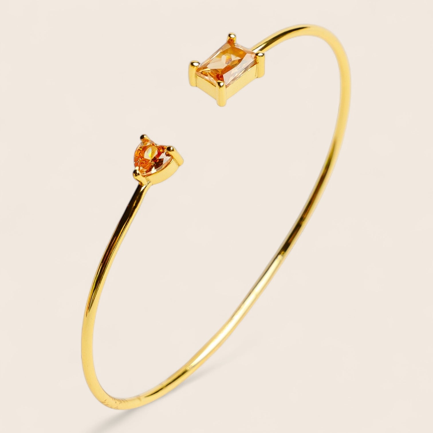 DARK CHAMPAGNE – elegant bangle with shining zirconias, 925 silver 18K gold-plated