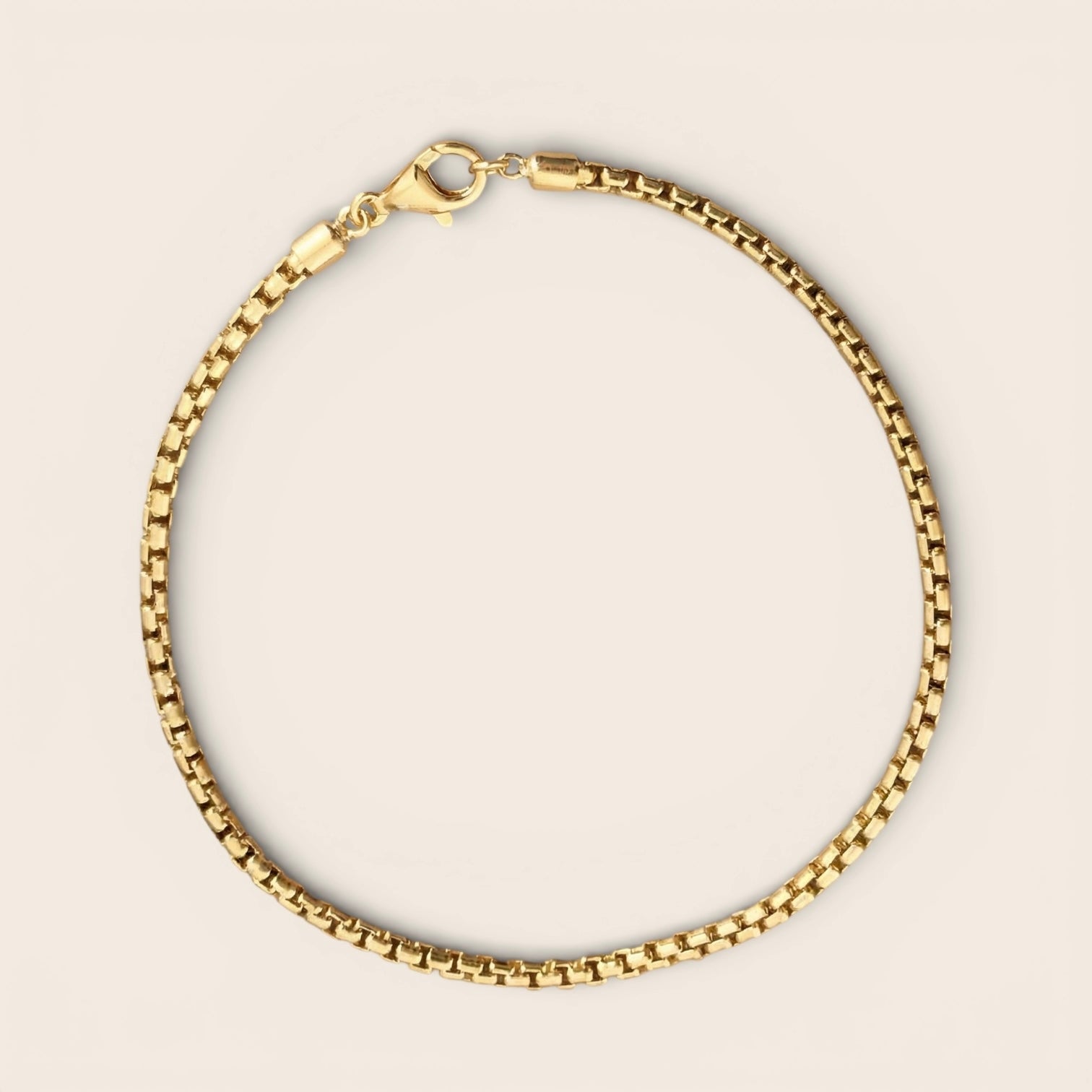 Herren - Klassisches massives Armband – 925 Silber, 18K vergoldet, Unisex, in 2 Größen erhältlich